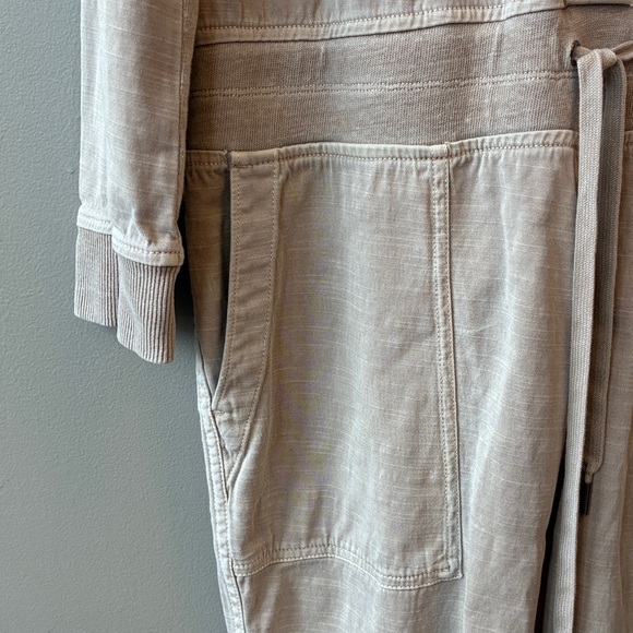 James Perse Stretch Herringbone Tan Khaki Jumpsuit, Large - Picture 5 of 8